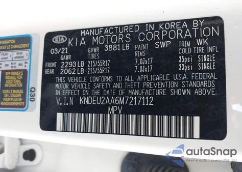 2021 Kia Seltos S z USA, uszkodzony, nr VIN KNDEU2AA6M7217112